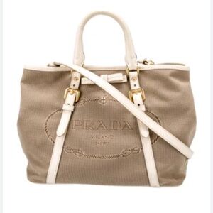 Prada Beige and Cream Tote Bag